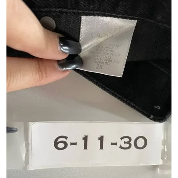 Carmar Skirt Womens 26 Black Denim High Rise Frayed Hem Side Stripe Zip Mini - Picture 4 of 7